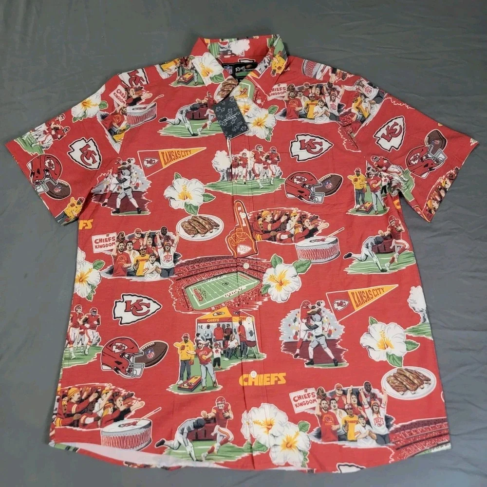 Kansas City Chiefs Reyn Spooner Shirt Mens XL Hawaiian Aloha Football SS NWT